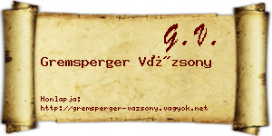 Gremsperger Vázsony névjegykártya